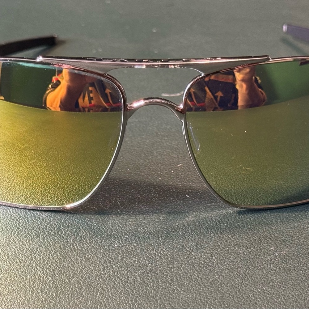 Oakley Deviation: Square Aviator Sunglasses , Chrome Frame with 24k Gold Lenses.